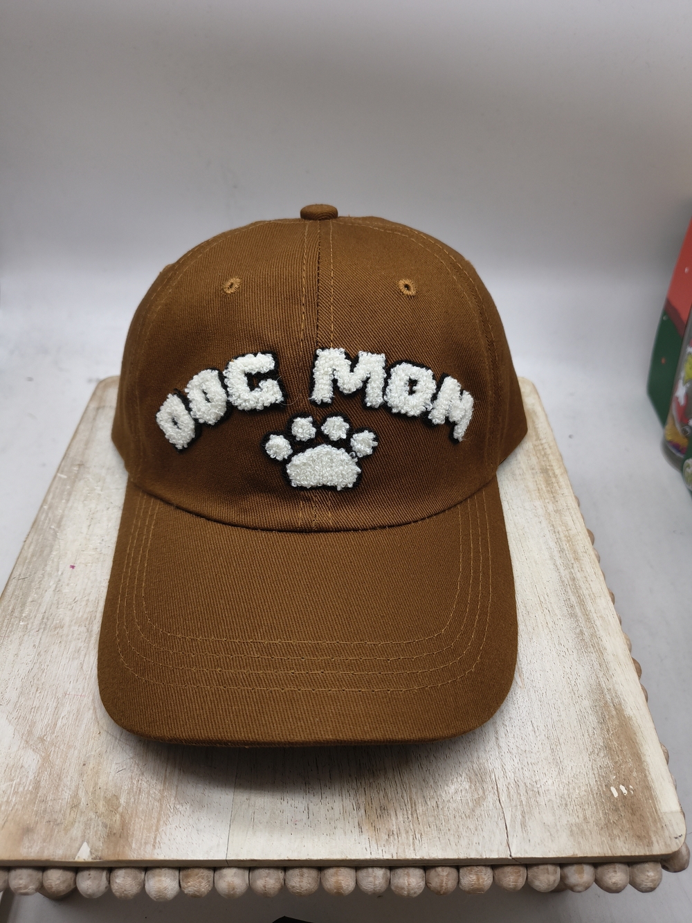 Dog Mom Embroidered Hat in Brown